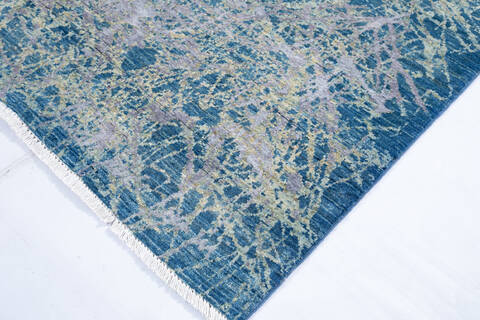 Chobi Blue Hand Knotted 82 X 99  Area Rug 700-147029 Image 3