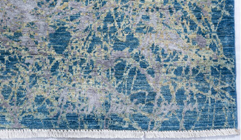 Chobi Blue Hand Knotted 82 X 99  Area Rug 700-147029 Image 4