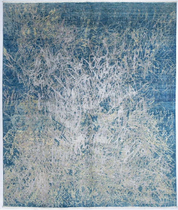 Chobi Blue Hand Knotted 82 X 99  Area Rug 700-147029 Image 0