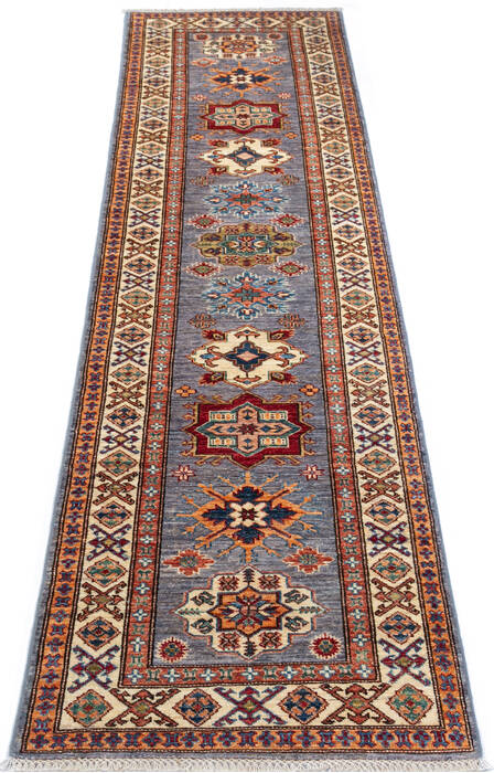 Kazak Grey Runner Hand Knotted 28 X 100  Area Rug 700-147094 Image 1