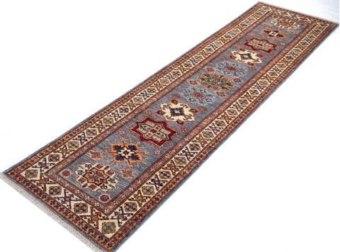 Kazak Grey Runner Hand Knotted 28 X 100  Area Rug 700-147094 Image 2