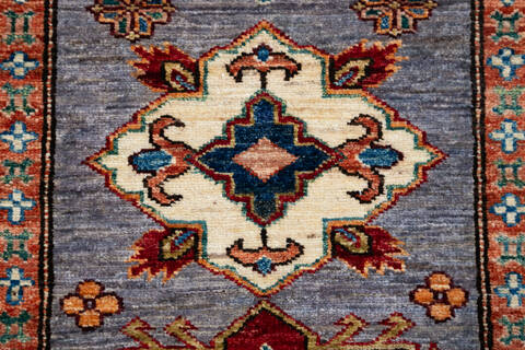 Kazak Grey Runner Hand Knotted 28 X 100  Area Rug 700-147094 Image 4