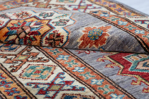 Kazak Grey Runner Hand Knotted 28 X 100  Area Rug 700-147094 Image 6