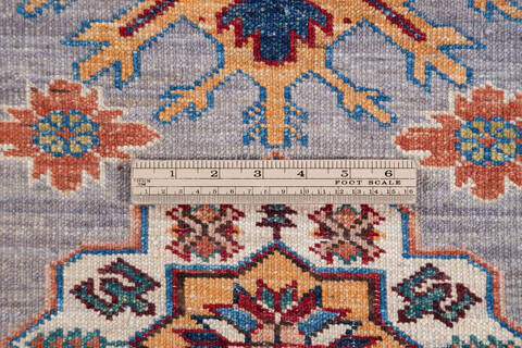 Kazak Grey Runner Hand Knotted 28 X 100  Area Rug 700-147094 Image 7
