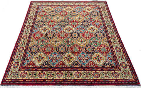 Khan Mohammadi Red Hand Knotted 52 X 64  Area Rug 700-147116 Image 1