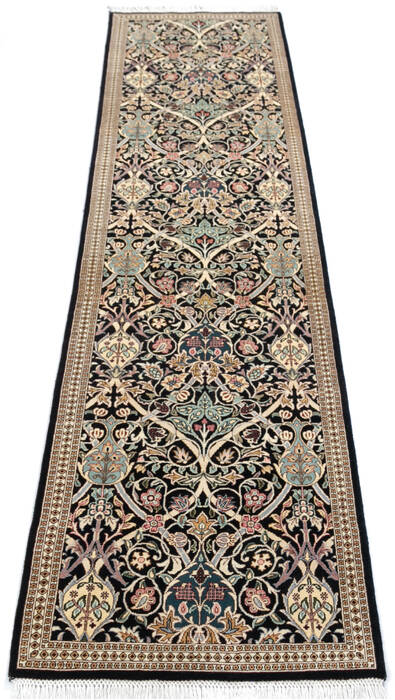 Pak-Persian Black Runner Hand Knotted 26 X 102  Area Rug 700-147128 Image 1