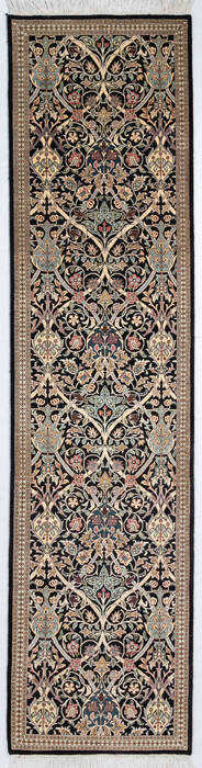 Pak-Persian Black Runner Hand Knotted 26 X 102  Area Rug 700-147128 Image 0