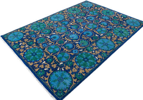 Chobi Blue Hand Knotted 68 X 911  Area Rug 700-147276 Image 3