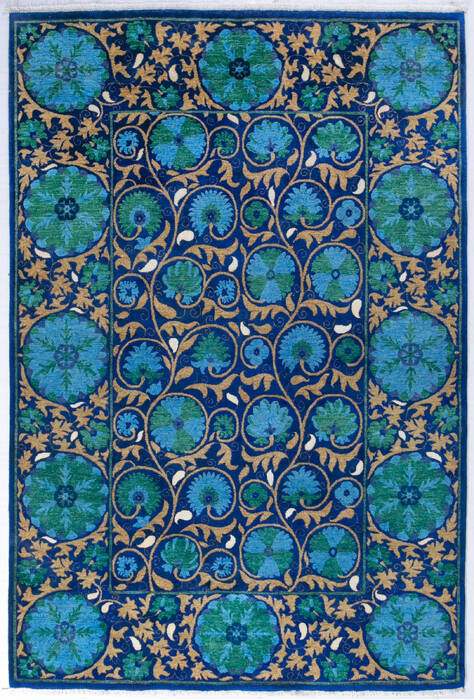 Chobi Blue Hand Knotted 68 X 911  Area Rug 700-147276 Image 0