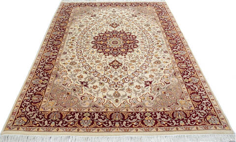 Pak-Persian Beige Hand Knotted 57 X 84  Area Rug 700-147317 Image 1