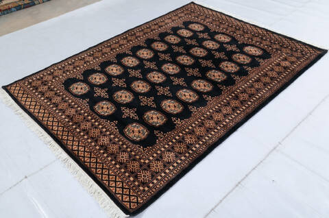 Bokhara Black Hand Knotted 49 X 68  Area Rug 700-147320 Image 2