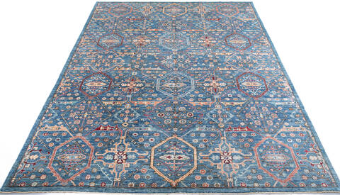 Chobi Blue Hand Knotted 810 X 118  Area Rug 700-147347 Image 1