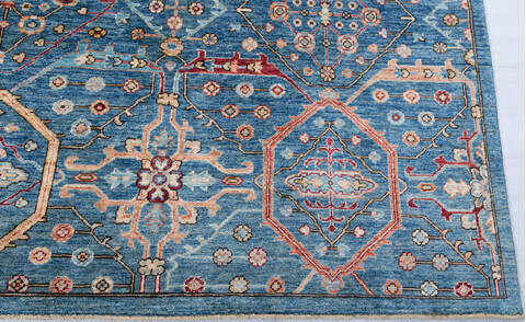 Chobi Blue Hand Knotted 810 X 118  Area Rug 700-147347 Image 3