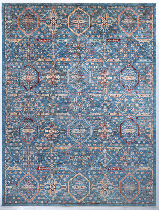 Chobi Blue Hand Knotted 810 X 118  Area Rug 700-147347 Image 0