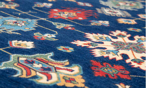 Kazak Blue Hand Knotted 91 X 118  Area Rug 700-147416 Image 3