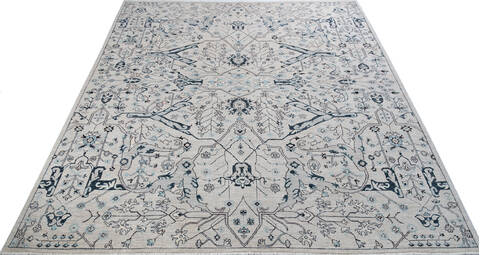 Chobi Grey Hand Knotted 85 X 100  Area Rug 700-147427 Image 1