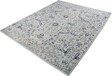 Chobi Grey Hand Knotted 85 X 100  Area Rug 700-147427 Image 2