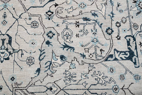 Chobi Grey Hand Knotted 85 X 100  Area Rug 700-147427 Image 4