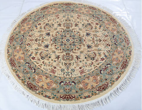 Pak-Persian Beige Round Hand Knotted 51 X 51  Area Rug 700-147468 Image 1