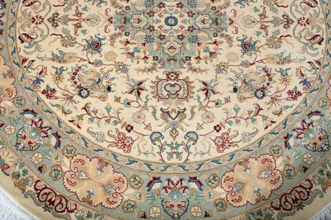Pak-Persian Beige Round Hand Knotted 51 X 51  Area Rug 700-147468 Image 2