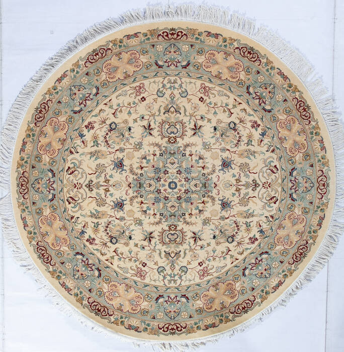 Pak-Persian Beige Round Hand Knotted 51 X 51  Area Rug 700-147468 Image 0