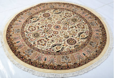 Pak-Persian Beige Round Hand Knotted 50 X 50  Area Rug 700-147469 Image 2