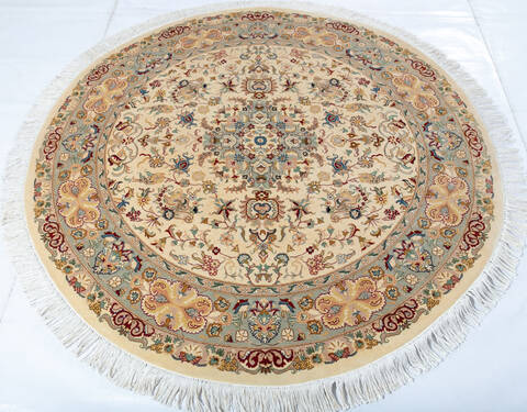 Pak-Persian Beige Round Hand Knotted 50 X 50  Area Rug 700-147474 Image 1