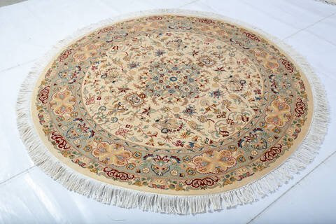 Pak-Persian Beige Round Hand Knotted 50 X 50  Area Rug 700-147474 Image 2