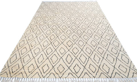 Moroccan White Hand Knotted 67 X 95  Area Rug 700-147481 Image 1