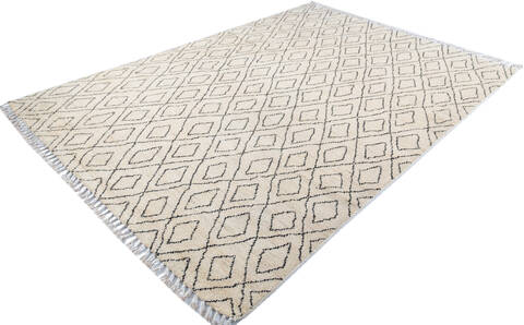 Moroccan White Hand Knotted 67 X 95  Area Rug 700-147481 Image 2