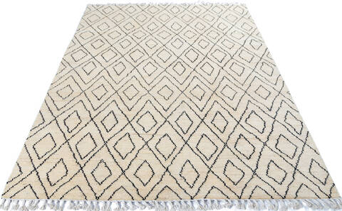 Moroccan White Hand Knotted 58 X 80  Area Rug 700-147482 Image 1