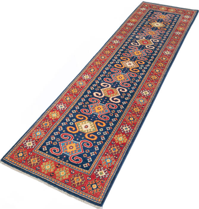 Kazak Blue Runner Hand Knotted 29 X 100  Area Rug 700-147591 Image 2