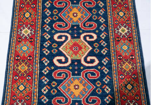 Kazak Blue Runner Hand Knotted 29 X 100  Area Rug 700-147591 Image 3