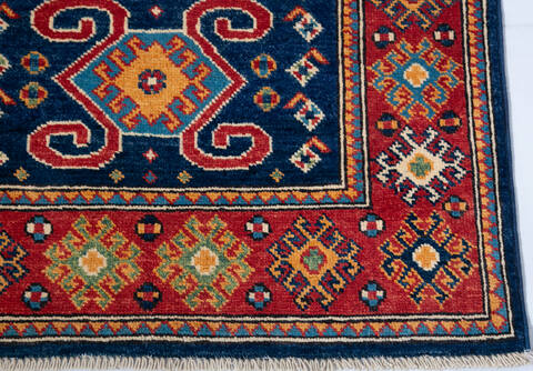 Kazak Blue Runner Hand Knotted 29 X 100  Area Rug 700-147591 Image 4