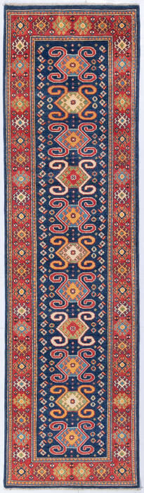 Kazak Blue Runner Hand Knotted 29 X 100  Area Rug 700-147591 Image 0