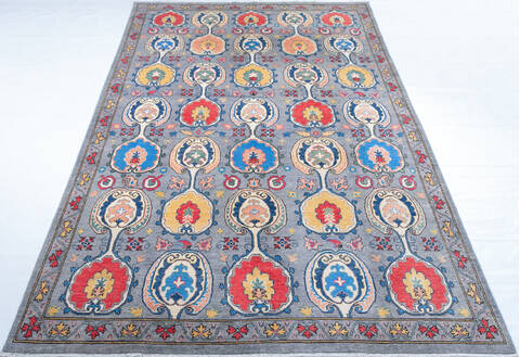 Kazak Grey Hand Knotted 67 X 102  Area Rug 700-147636 Image 1