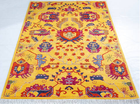 Chobi Yellow Hand Knotted 51 X 81  Area Rug 700-147700 Image 1