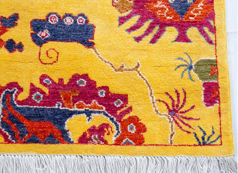 Chobi Yellow Hand Knotted 51 X 81  Area Rug 700-147700 Image 4