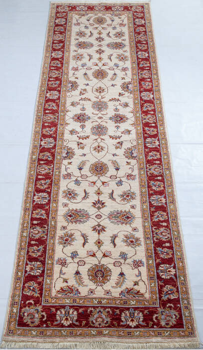 Chobi Beige Runner Hand Knotted 210 X 104  Area Rug 700-147743 Image 1