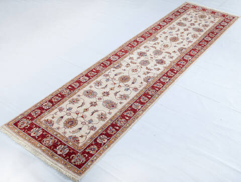 Chobi Beige Runner Hand Knotted 210 X 104  Area Rug 700-147743 Image 2