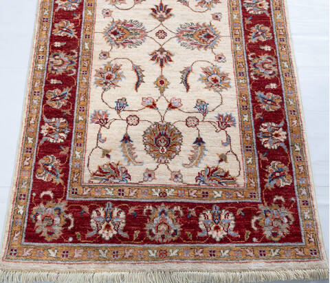 Chobi Beige Runner Hand Knotted 210 X 104  Area Rug 700-147743 Image 4