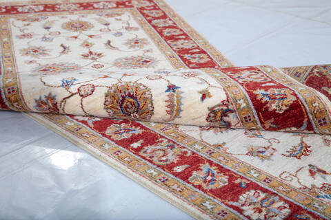 Chobi Beige Runner Hand Knotted 210 X 104  Area Rug 700-147743 Image 5