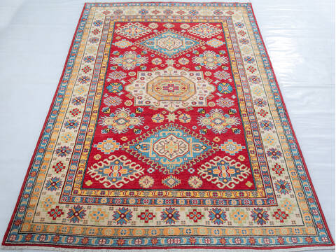 Kazak Red Hand Knotted 57 X 83  Area Rug 700-147763 Image 1
