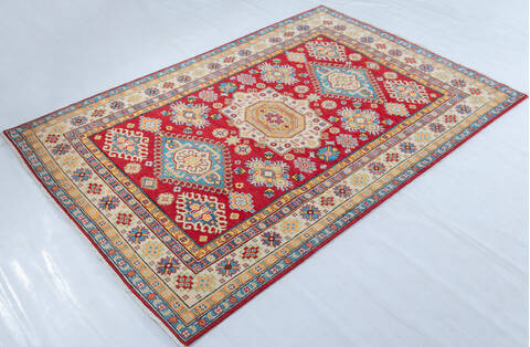 Kazak Red Hand Knotted 57 X 83  Area Rug 700-147763 Image 2