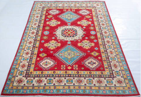 Kazak Red Hand Knotted 59 X 83  Area Rug 700-147766 Image 1