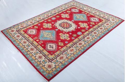 Kazak Red Hand Knotted 59 X 83  Area Rug 700-147766 Image 2