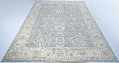 Chobi Light Blue Hand Knotted 89 X 119  Area Rug 700-147899 Image 1