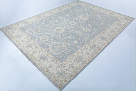 Chobi Light Blue Hand Knotted 89 X 119  Area Rug 700-147899 Image 2