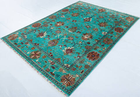 Chobi Green Hand Knotted 57 X 710  Area Rug 700-147903 Image 2