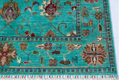 Chobi Green Hand Knotted 57 X 710  Area Rug 700-147903 Image 4
